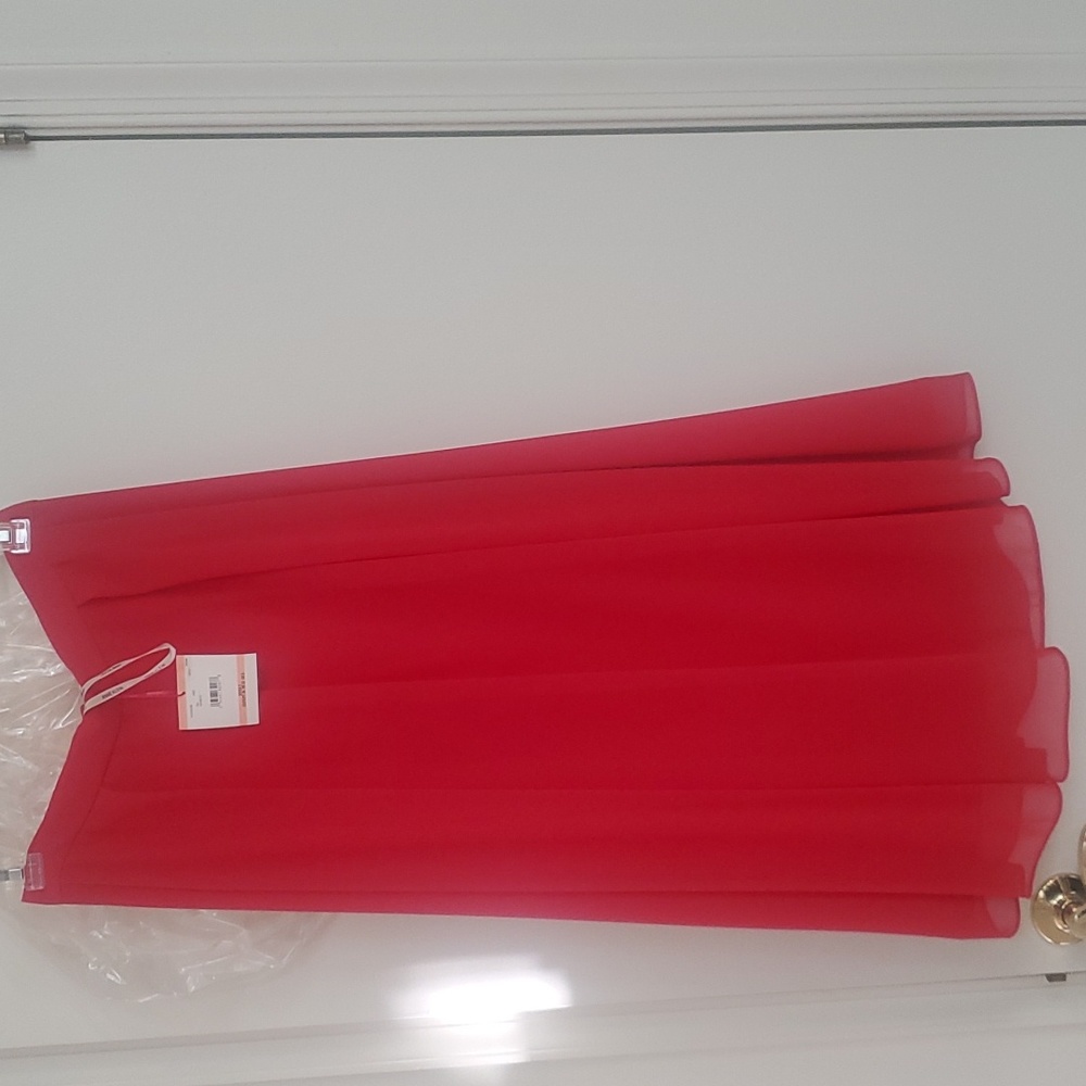 NWT Anne Klein size 2 reg red midi skirt (zip and hook back) pleated